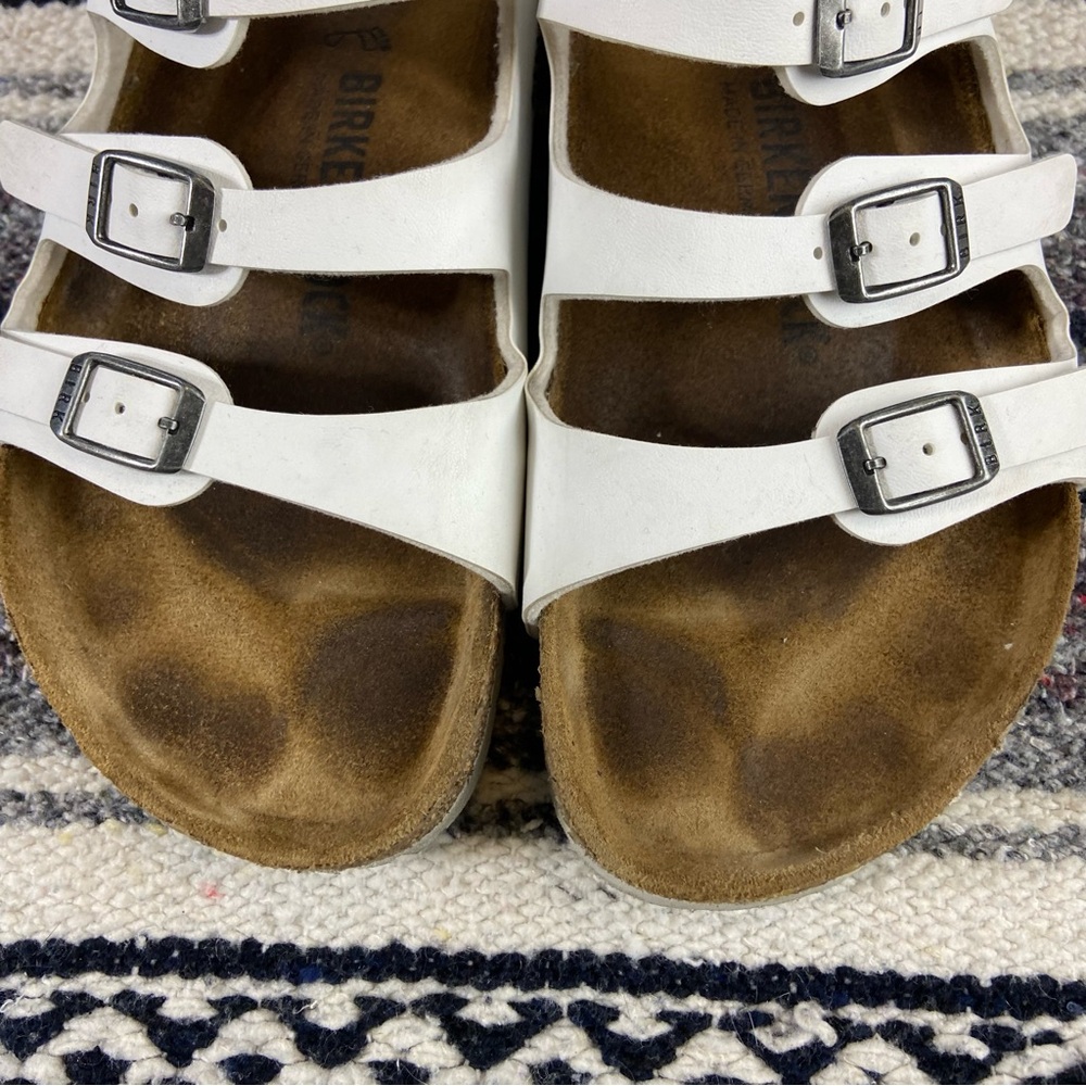 Birkenstock Womens White Florida Birko-Flor Sandals Buckles Size 39/8 Leather - Picture 3 of 12